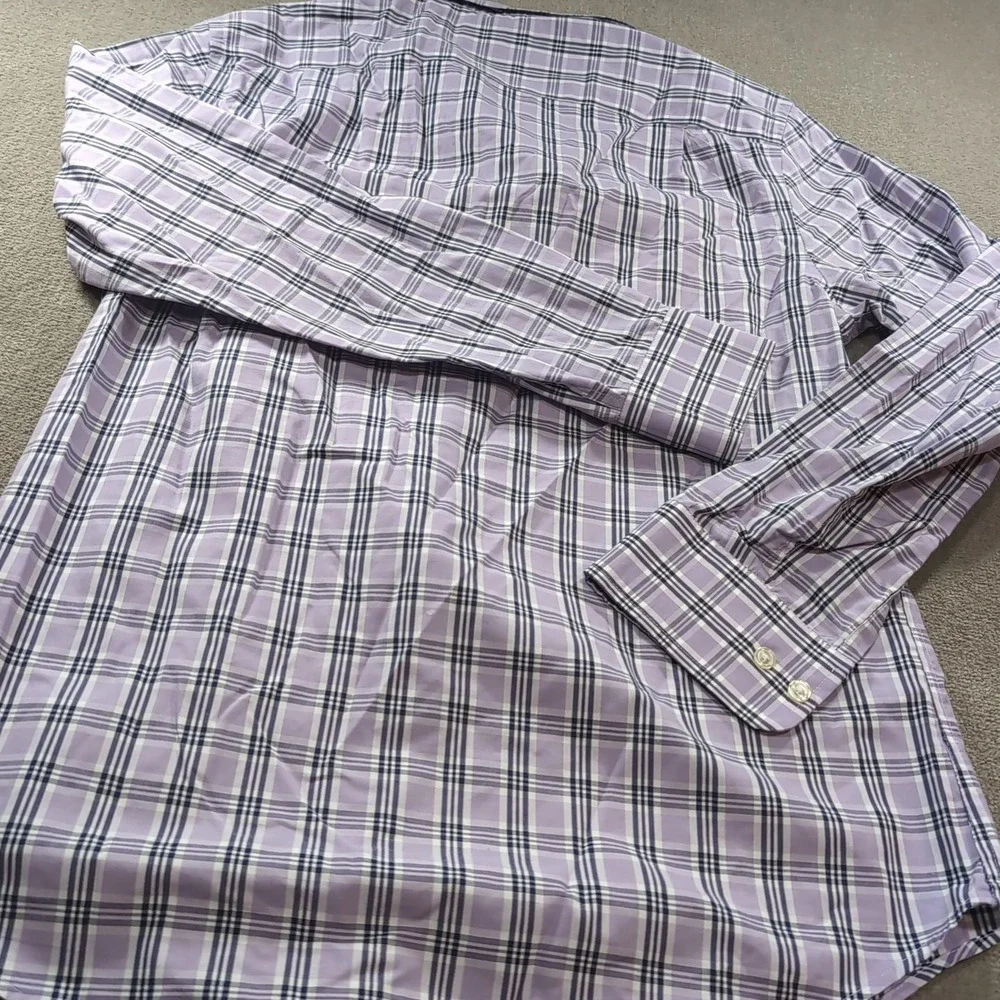 Banana Republic‎ Mens Shirt Purple Plaid Slim Fit Non Iron Casual Button Down M